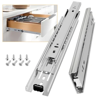 Immagine di Aolisheng guide per cassetti, completamente estensione, 250 mm, cuscinetti a sfera resistenti capacità di 45kg, 1 paio, Argento