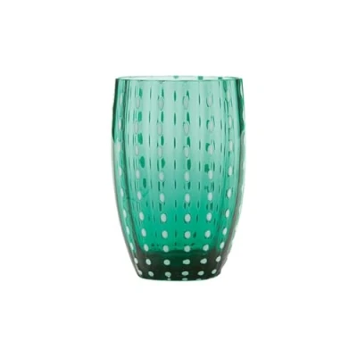 Immagine di Zafferano Perle Bicchiere Tumbler Lavorato a Mano in Vetro Colorato Trasparente cl 32 h 109mm d 71mm, Set 6 Pezzi, Verde