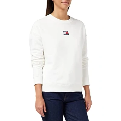 Immagine di Tommy Jeans Tjw Center Badge Crew DW0DW10402 Felpe, Bianco (Ecru), S Donna