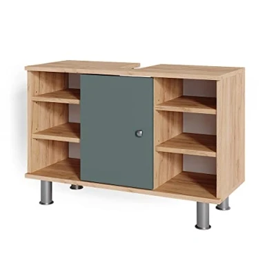 Immagine di Vicco Mobile sottolavabo per bagno Fynn, Verde/Quercia dorata, 80 x 54 cm