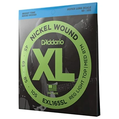 Immagine di D&#039;Addario Corde Basso Elettrico XL EXL165SL 4 Super Scala Lunga, Luce Personalizzata, 45 105 1 Pacchetto