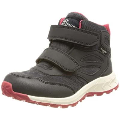 Immagine di Jack Wolfskin Woodland Texapore MID VC K Scarpa da hiking per bambini, Taglia: 38, Dark blue / pink Finta pelle tessuto