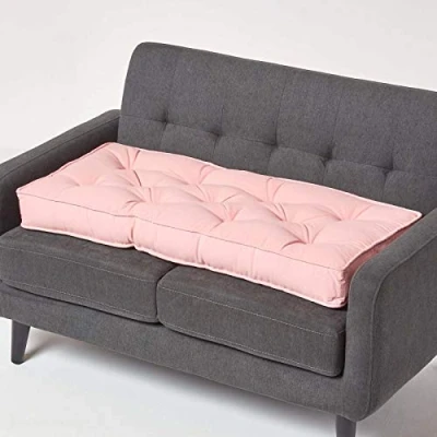 Immagine di Homescapes cuscino lungo rosa 100 x 48 cm, spessore imbottito per divano con rivestimento in cotone
