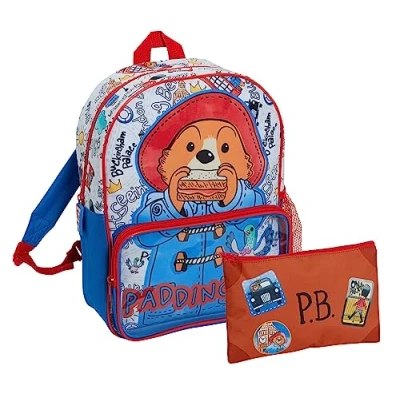 Immagine di Paddington Zaino con orsetto e astuccio in tasca frontale trasparente per bambini, Multi, Taglia unica,