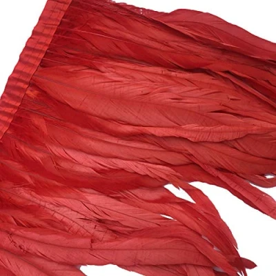 Immagine di Sowder Rooster Hackle Frange in piuma, 25,4 30,5 cm di larghezza, confezione da 1 m (rosso)