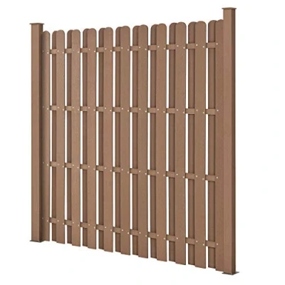 Immagine di NEU.HOLZ Steccato per Giardino Staccionata con Doghe e 2 Colonne in WPC Legno Composito Recinzione Base Acciaio 185 x 193 cm Marrone