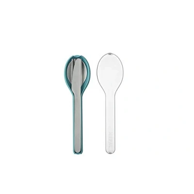 Immagine di Mepal Set di Posate 3 Pezzi Ellipse da Viaggio Composto Coltello, Forchetta e Cucchiaio con Custodia Acciaio Inossidabile Nordic Green