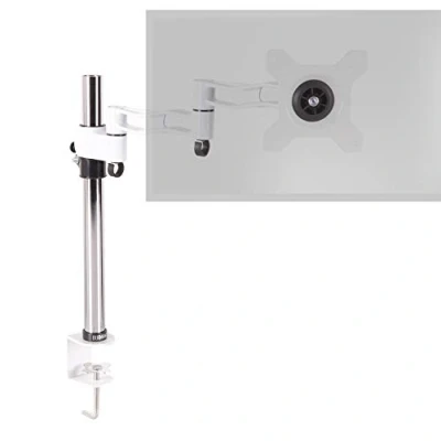 Immagine di Duronic DM351X3 WE Braccio per un monitor da 13 a 27 pollici Supporto schermo singolo Inclinazione e altezza regolabile VESA 75 100 PC ergonomico con morsetto Bianco