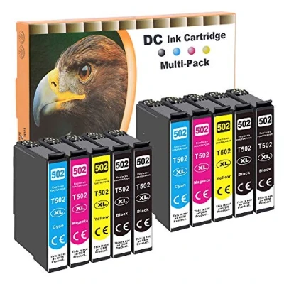 Immagine di D&amp;C 10x cartucce compatibili con Epson 502 XL per Expression Home XP 5100 Series 5105 5115 WorkForce WF 2800 2860 D DWF 2865 (4 nero 2 ciano magenta giallo)