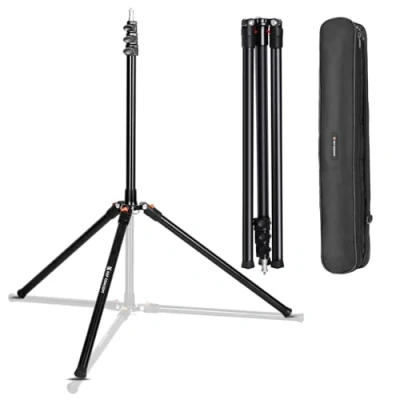 Immagine di K&amp;F Concept Stativo Fotografico 57cm 230cm,Treppiede in Alluminio Caricato a Molla Pieghevole 180 Gradi Luce Treppiede Carico 4kg per LED/Flash Stroboscopicoi/Softbox/Riflettori e Parasole