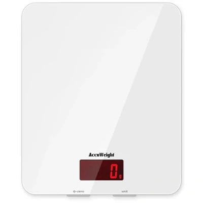 Immagine di ACCUWEIGHT Bilancia da Cucina Digitale con Funzione Peso Tara Alimenti Elettronica Multifunzione Display LCD per Pesare Cibo Liquidi Fino a 5 kg Superficie in Vetro Temperato