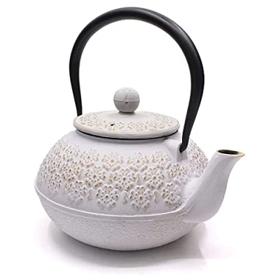 Immagine di Webao Teiera in Ghisa con Infusore, 800ml Giapponese Bollitore Tetsubin per Preparare Ottimo Te, Sakura bianco