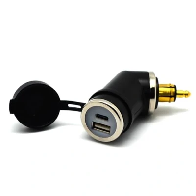 Immagine di Cliff Top Caricatore USB DIN 36W PD C e QC 3.0 Adattatore per presa DIN, compatibile con moto BMW Ducati Triumph (angolo corto)