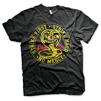 Immagine di Cobra Kai Licenza Ufficiale Round Patch Uomo Maglietta (Nero), Small