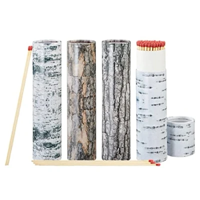 Immagine di Fiammiferi da caminetto Spetebo XXL Confezione 4 Pezzi 75 ciascuno Jumbo con Lunghezza di Circa 20 cm accendifuoco a Candela in Corteccia d&#039;albero