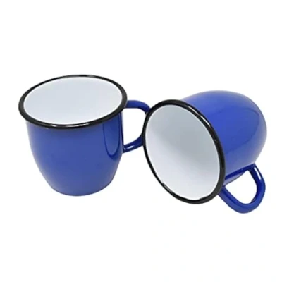 Immagine di Madacha 2 tazze in metallo smaltato conico, 250 ml, colore: Blu