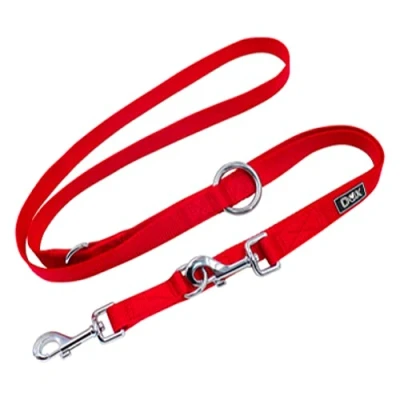 Immagine di DDOXX Guinzaglio Addestramento per Cani in Nylon, Regolabile 3 Modi, 2m Piccoli e Grandi Doppio Gatti Cuccioli Accessori Rosso, M