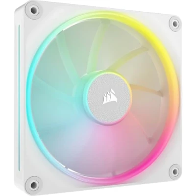 Immagine di CORSAIR iCUE LINK LX140 RGB 140 mm PWM Ventola Confezione Singola Doppio Anello Luminoso Richiede System Hub (Venduto Separatamente) Tecnologia AirGuide Bianco