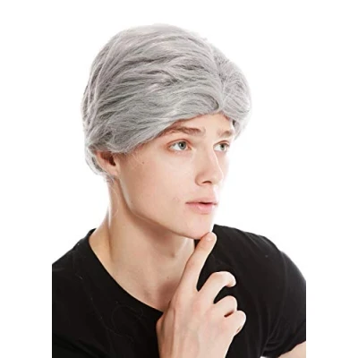 Immagine di WIG ME UP PW0174 ZA68E Parrucca Uomo Corta Riga Carnevale Vecchio Nonno Grigio Argento