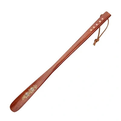 Immagine di CIEEIN CIEHT Calzascarpe in legno con manico lungo Sollevatore di scarpe Giallo 55cm lunghezza