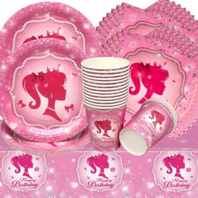 Immagine di Doyomtoy Stoviglie per Feste, 53 Pezzi Prinzessin Compleanno Decorazioni Piatti di Prinzessin,Tazze,Tovaglioli Bambini Favors
