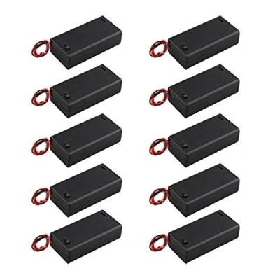 Immagine di HALJIA 10PCS 3 V 2 x AA 1.5 battery Holder di plastica batteria Storage box con case on/off interruttore e cavo fascette fissaggio