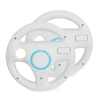 Immagine di smardy 2x Volante da Corsa Bianco Racing Wheel Compatibile con Nintendo Wii Telecomando Controller per Mario Kart Game, Giochi di Guida