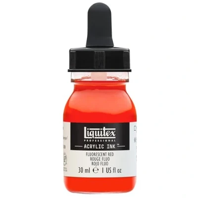 Immagine di Liquitex 4260983 Colori acrilici fluidi professionali, inchiostro ad inchiostro, 30 ml, colore aerografo alta pigmentazione Rosso fluorescente