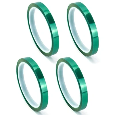 Immagine di QWORK® 4 Rotoli Nastro Termico Alta Temperatura 10 mm x 33 m Kapton per Stampa Sublimatica, Trasferimento di Calore e Isolamento (Verde)