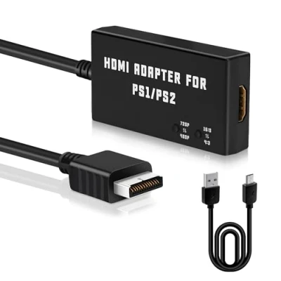 Immagine di Mcbazel Adattatore HDMI per PS2/PS1, PS1/PS2 a Convertitore Supporta 4:3/16:9 Aspetto Schermo Rtio Switch e Commutazione Risoluzione 480p/720p