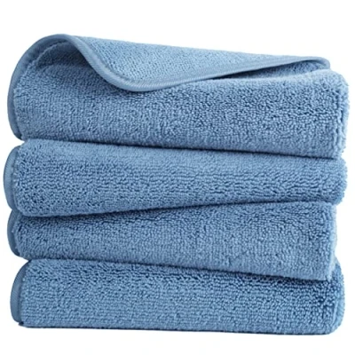Immagine di Polyte asciugamano mani premium in microfibra anti pelucchi ad asciugatura rapida blu 40 x 76 cm set 4 pezzi