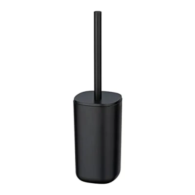 Immagine di Wenko Set da Toilette Davos, puristico incl. scopino con Testina sostituibile, Accessorio Bagno nel Design all Black per Il e la Toilette, BPA Free, Ø 9,5 x 35 cm, Nero Opaco