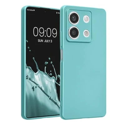 Immagine di kwmobile Custodia Compatibile con Xiaomi Redmi Note 13 5G Cover Protezione Back Case Morbida Silicone TPU Effetto metallizzato menta