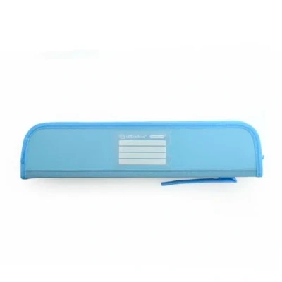 Immagine di office box, Astuccio scuola Porta flauti in polipropilene 100% riciclabile con bordi rinforzati, chiusura a cerniera, maniglia tessuto e identificatore incluso by Colorline, Blu chiaro,
