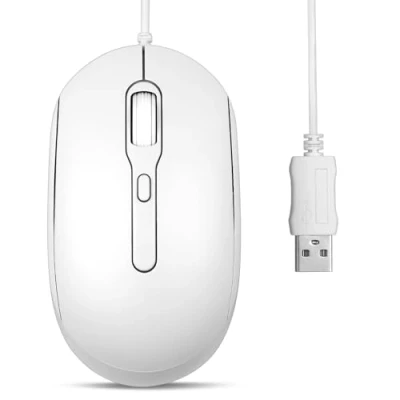 Immagine di Perixx PERIMICE 222U Mouse USB con Cavo Lungo 1,8 Metri Design Ottico 1200/1600/2000 DPI Bianco