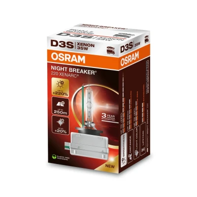 Immagine di OSRAM XENARC NIGHT BREAKER 220, D3S, +220% di luminosità in più, lampada per fari allo xeno, 66340XN2, scatola pieghevole (1 lampade)