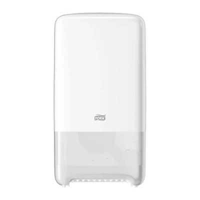 Immagine di Tork 557500 Dispenser doppio rotolo di Carta Igienica Mid Size (misura media), sistema T6, 34,4 cm x 18,4 14 (altez. largh. profon.), Elevation Design, colore bianco