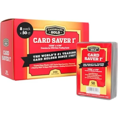 Immagine di Cardboard Gold Card Saver 1 100 Count Porta carte semi rigido, protezioni per collezionabili approvato PSA baseball, trading e sportive, compatibile con custodie carte,