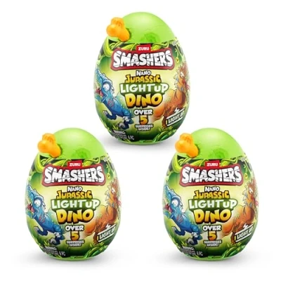 Immagine di Smashers Nano Jurassic Light up Dino by ZURU, Dinosaur Themed Collectible Toy Egg with Over 5 Surprises for Boys and Kids (3 Pack)