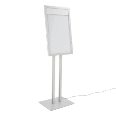 Immagine di Danieli Porta Menu da Esterno 4xA4 Luminoso Bacheca a Leggio Espositore Terra Portamenu Magnetico, Scrivibile con Pannello Personalizzabile e Serratura, 2 Chiavi Incluse (4 x A4 LED)