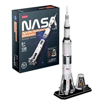 Immagine di NASA Puzzle 3D Apollo Saturn V Rocket Bambini 8 Anni O Più I Adulti Modellismo Da Costruire 136 Pezzi