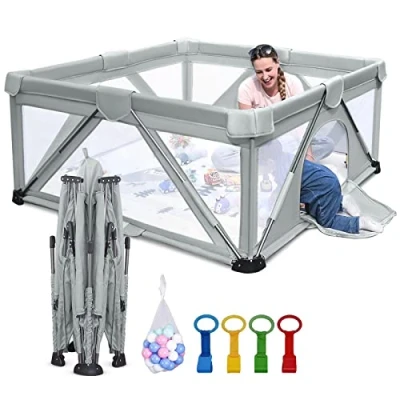 Immagine di Heyo.Sì box pieghevole per bambini e piccoli, con cancello, portatile interni ed esterni (120 x 120 68 cm)