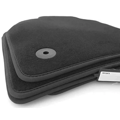 Immagine di Tappetini adatti per VW Golf 8 e TSI, in velluto ibrido mild, 4 pezzi, colore nero, fissaggio originale a clic