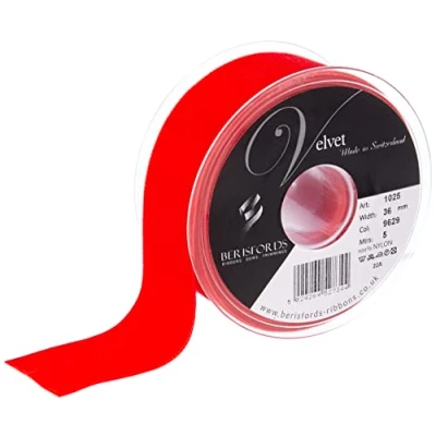 Immagine di Berisfords Nastro in velluto, rosso, 10,2 x 4,5 cm