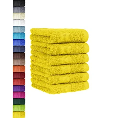 Immagine di 6 pezzi. Set di asciugamani per ospiti, in diversi colori, 100% cotone, 30 x 50 cm, giallo., pezzi