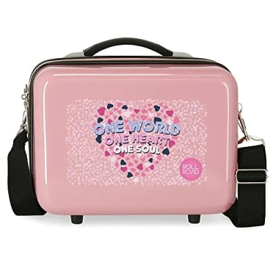 Immagine di Roll Road One World Beauty case regolabile con tracolla rosa 29 x 21 15 cm Rigido ABS 9,14 L
