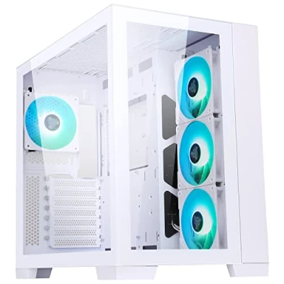 Immagine di Case DARK CAVE Gaming Tower, ATX, 4x12cm ARGB fan, 2xUSB3, Type C, Side &amp; Front Panel Temp Glass, White Edition