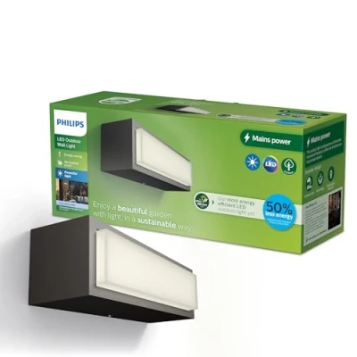 Immagine di Philips LED Stratosphere Ultra Efficiente Lampada a Parete per Esterni, Luce Bianca Fredda, 3.8W, IP44, Antracite