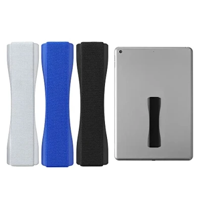 Immagine di kwmobile Supporto Dita per Tablet Set 3X Sostegno Adesivo Fascetta Elastica Impugnatura Mano Universale Compatibile con iPad Galaxy Tab Nero/Blu Scuro/Argento