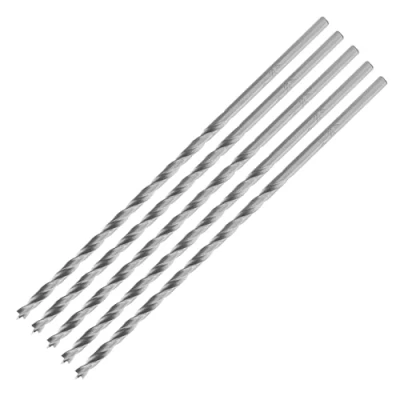 Immagine di ENT 50404 punta elicoidale per legno Ø 4 mm in confezione da 5, extra lungo 150mm, con centrale e pretaglio, D x NL 100 GL codolo cilindrico, Acciaio ad alta velocità
